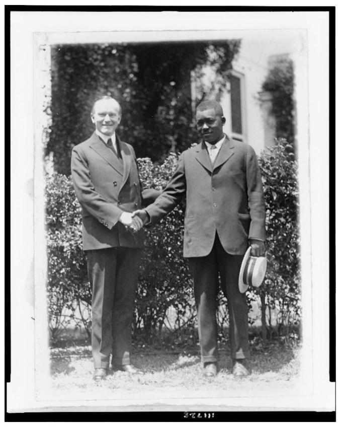 President Coolidge recognizing Thomas Lee