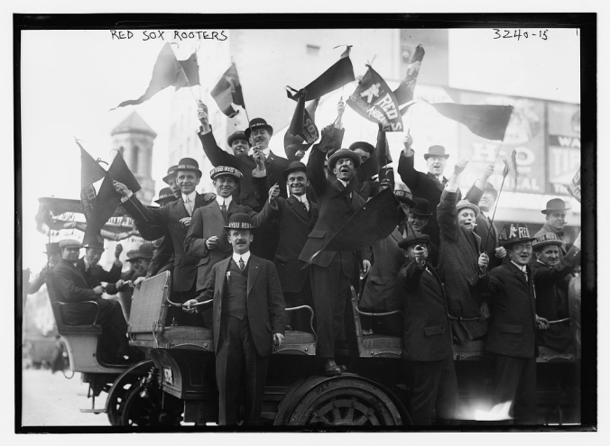 Boston fans cheer the Red Sox victory in 1915. 