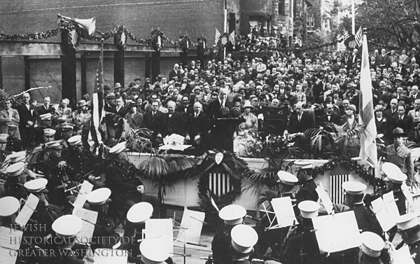 President Coolidge dedicating the cornerstone of the Jewish Community Center, Washington, D.C., May 3, 1925. 