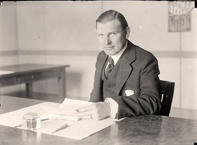 George N. Peek, President of Moline Plow Company and tireless lobbyist on behalf of government joining with corporations to fix agricultural prices. After Coolidge thwarted his efforts to make McNary-Haugen the law, Peek became a Democrat and eventually, a supporter of FDR's Agricultural Adjustment Act. 