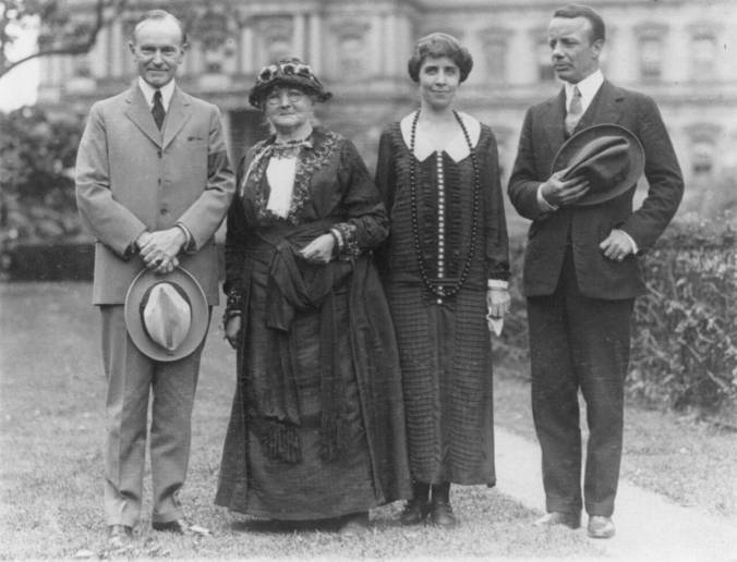 The Coolidges meet Mother Jones and Theodore Roosevelt, Jr., at the White House in 1924. 