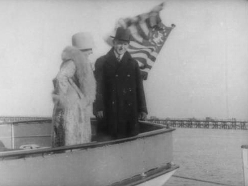 The Coolidges on the afterdeck of the Zapala, designed by A. E. Luders and built in Stamford, CT, in 1927. 