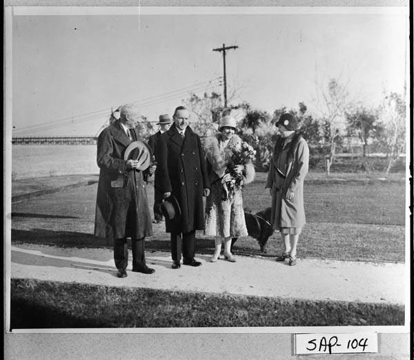 President and Mrs. Coolidge welcomed by their hosts, Mr. and Mrs. Howard E. Coffin, at the Sea Island Yacht Club. 