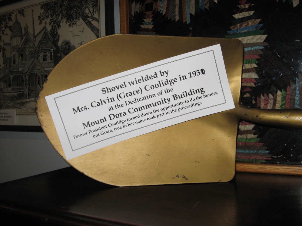 This note corrects the inscription on the handle but beware when taking the tour at the Mount Dora Historical Society Museum: They characterize Cal as too mean and rude to participate in the ceremony. They omit that he was not even there...but spent the afternoon in Winter Haven that day. 