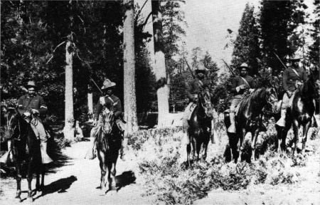 Troops of the 24th Infantry, in a photo taken at Yosemite National Park sometime in the early years of the twentieth century. The 24th Infantry was deployed to resolve more civil conflicts than any other unit. Coolidge authorized the early release of 20 black soldiers originally under sentence of death or life imprisonment for taking part in the race riots in Houston, August 1917. 