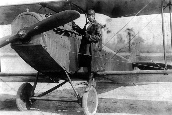 Bessie Coleman and her plane, 1922