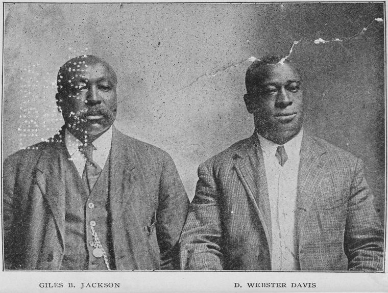 Lawyer Giles B. Jackson and Educator-Author D. Webster Davis photographed together in 1911, both rose from slavery to successful lives of public service 