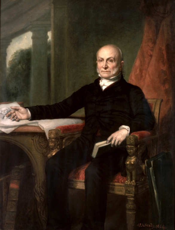The famous Doctrine attributed to President Monroe was actually written by his Secretary of State and future President, John Quincy Adams. Adams is depicted here in a posthumous portrait by G. P. A. Healy, 1858. 