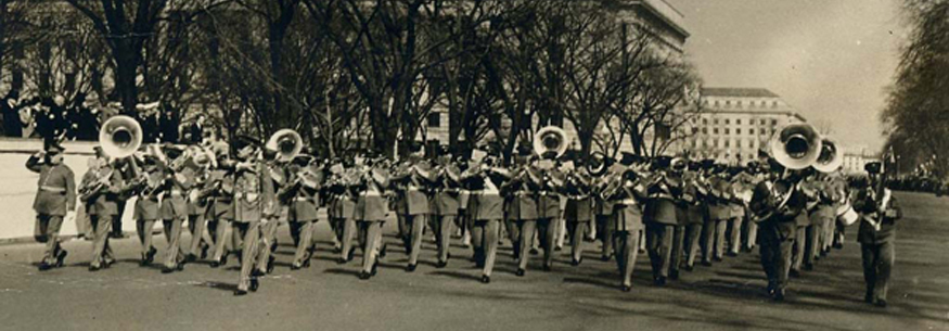 "Pershing's Own," The Army Band marches down Pennsylvania Avenue during the Inaugural Parade, 1925