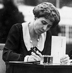 Grace Coolidge leading by example, completing her absentee ballot on the White House lawn, while both her and Calvin urge all Americans to get out and vote in that year's election, 1924. 