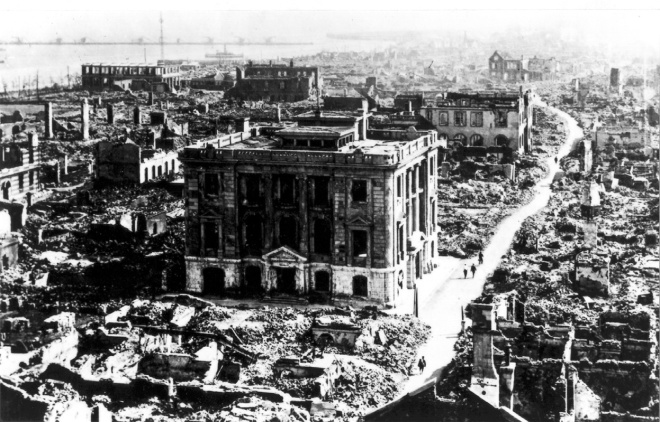 View from the Imperial Hotel, the only hotel to survive, of some of the destruction in Tokyo in 1923. It is estimated over 140,000 people died and yet Coolidge helped raise $12 million (what would be $165 million today) through the Red Cross for victims of the disaster. 