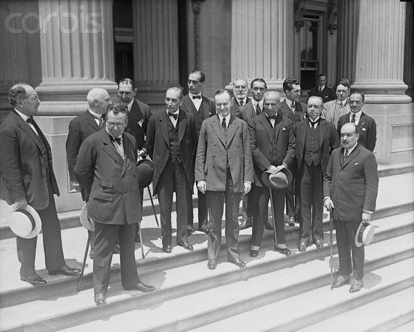 Vice President Coolidge entertains South American delegates to the Chile-Peru conferences then in session at Washington, June 1, 1922. 