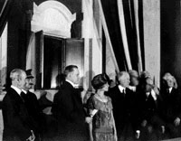 President and Mrs. Coolidge, with Mr. Putnam and others come together to ensure both documents are properly preserved for generations to come, February 28, 1924. 