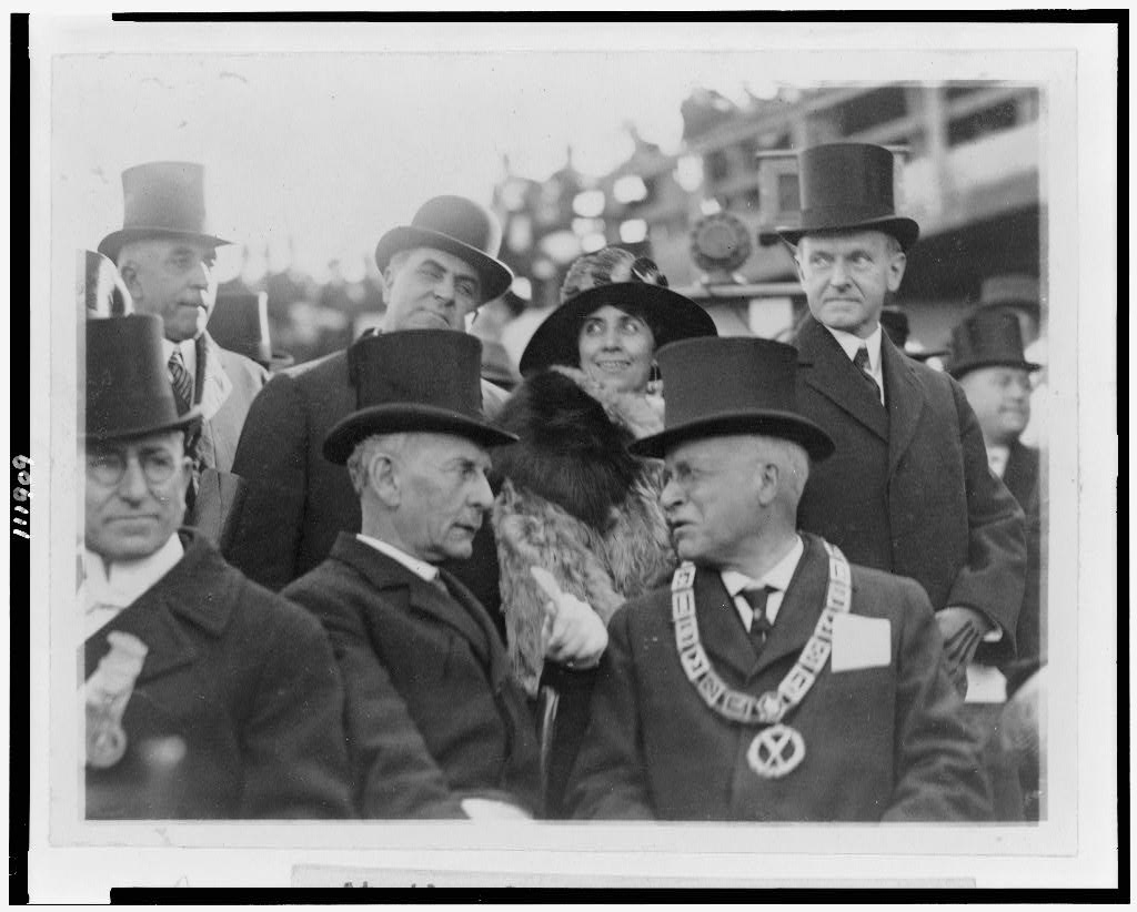 President and Mrs. Coolidge at the laying of the cornerstone for the George Washington Masonic National Memorial, November 1923. 