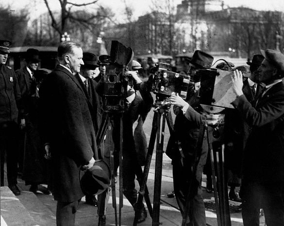 President Coolidge Being Filmed