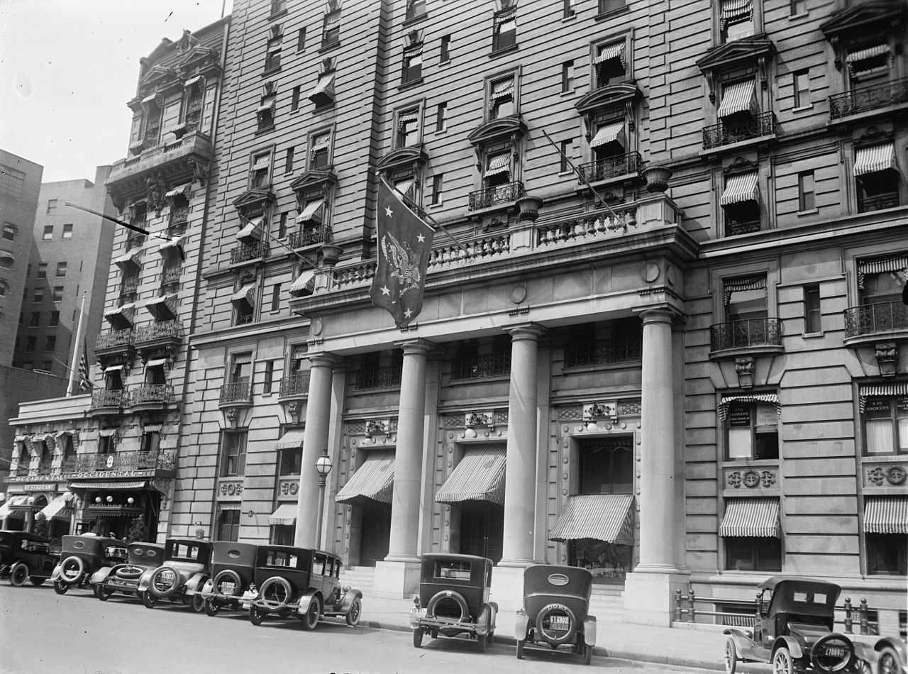 A view of the Willard Hotel during the 1920s. Note the flag out front identifies that the President is staying there. 