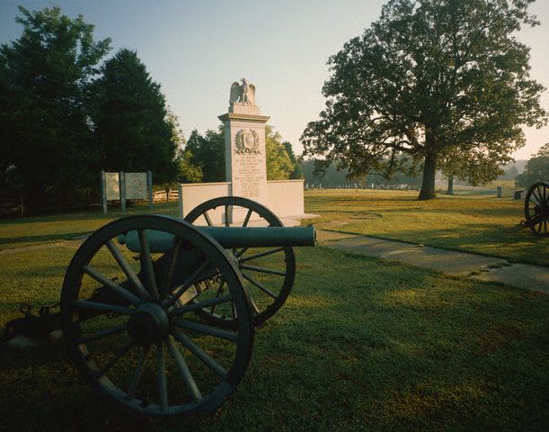 22. Brices Crossroads National Battlefield, Mississippi, established February 21, 1929, alongside Tupelo, represented by the second artillery piece at this site. Courtesy of David Muench/Corbis. 
