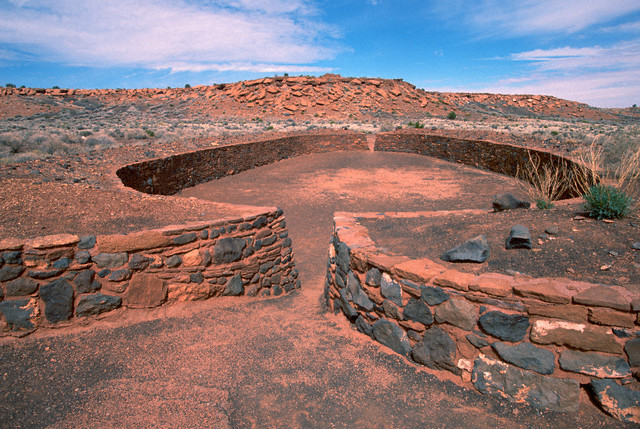 9. Wupatki Ruins National Monument, an intact ball court at the site dating from 1190 to 1240. Established as a Monument on December 9, 1924. Courtesy of Tom Bean/Corbis. 
