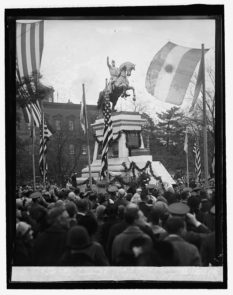 Dedication of the San Martin Statue accepted by President Coolidge on behalf of the American people, October 28, 1925. Courtesy of the Library of Congress. 