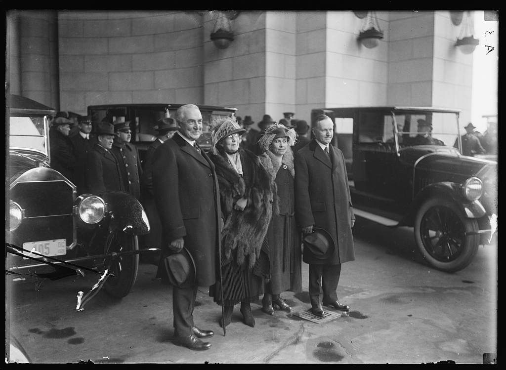 The Hardings and Coolidges at Union Station in Washington, prepared to begin a new administration together. Courtesy of the Library of Congress. 