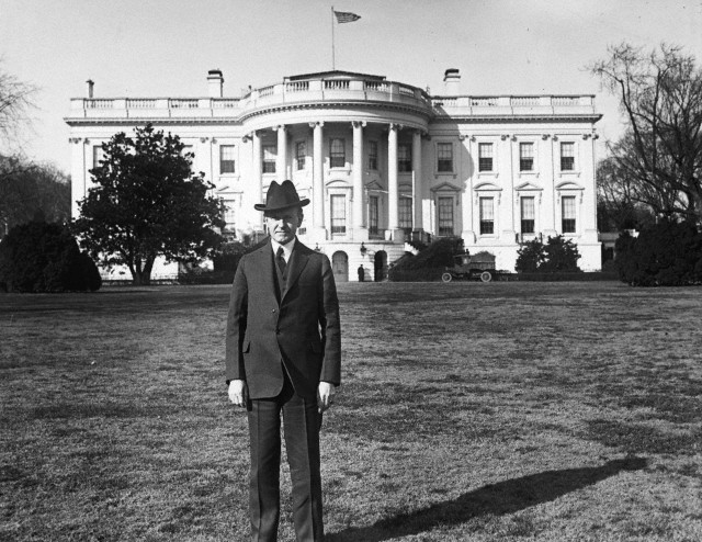 President Coolidge on the White House lawn, 1925. 