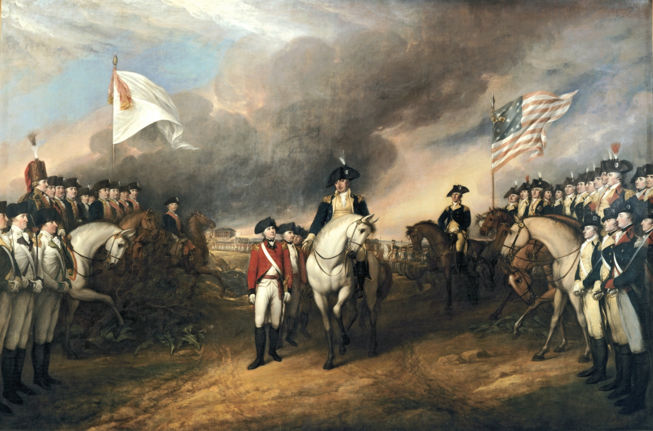 "Surrender of Lord Cornwallis," which took place on October 19, 1781. Painted by John Trumbull, 1817. 