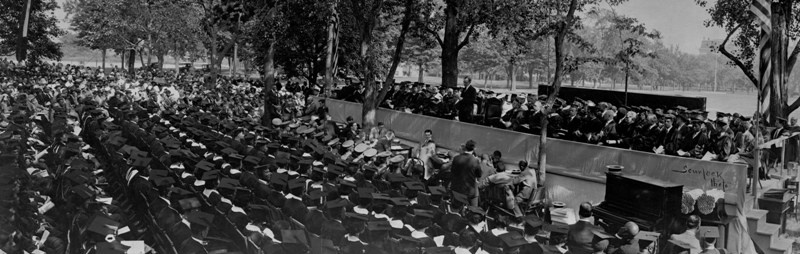 President Coolidge addresses the graduates, faculty and friends of Howard University, May 6, 1924. Courtesy of the Moorland-Spingarn Research Center of Howard University. 