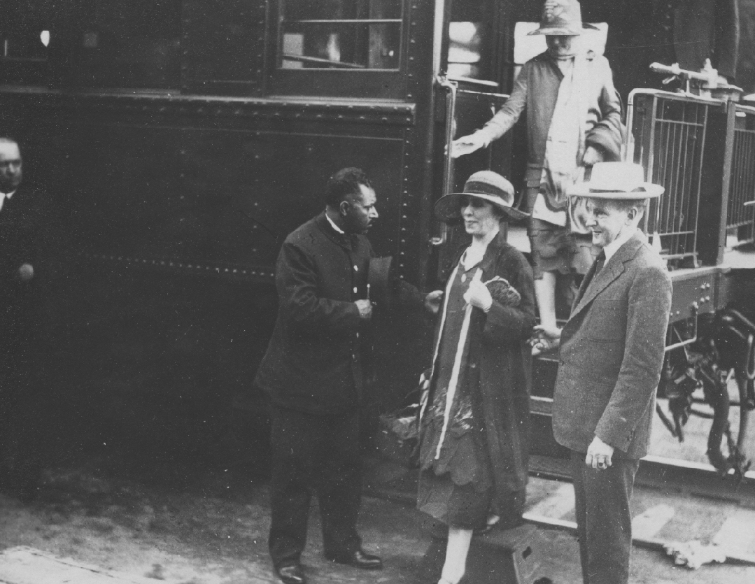 The Coolidges arriving in Saranac Lake, New York, summer of 1926. 