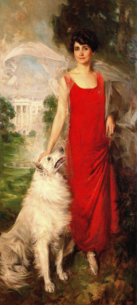 The famous portrait of Grace Coolidge with Rob Roy, painted by Howard Chandler Christy, 1924. 