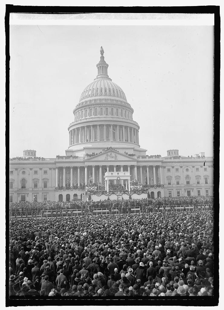 Inauguration Day, March 4, 1925, looking across the thousands gathered to witness the ceremony. Courtesy of the Library of Congress. 