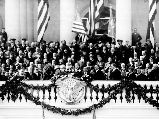 President Coolidge being administered the oath four years later, 1925. 