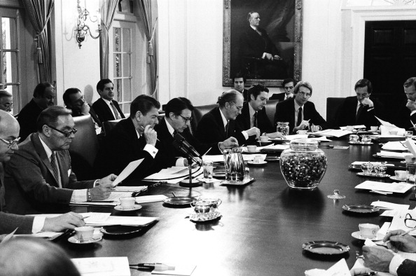 Coolidge overlooking the Reagan Cabinet Room, 1981. 