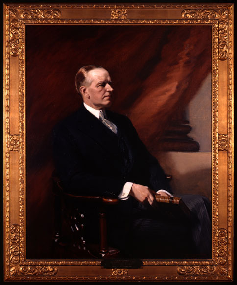 Calvin Coolidge, portrait completed posthumously by Frank O. Salisbury, 1934, for the American Antiquarian Society, Worcester, Massachusetts. 