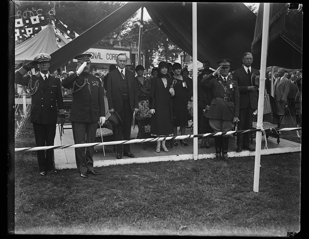 The Coolidges at a military event that summer, 1928. Courtesy of the Library of Congress. 
