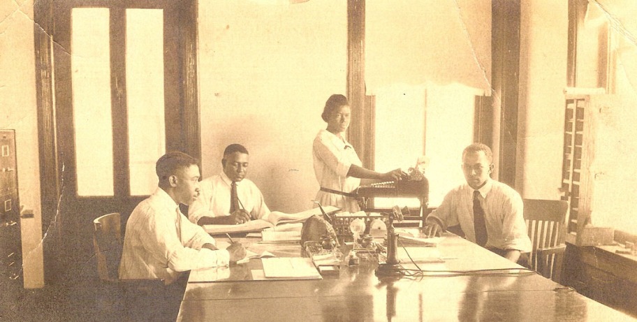 Snapshot from a business office in Hempstead, Texas, 1920s. 