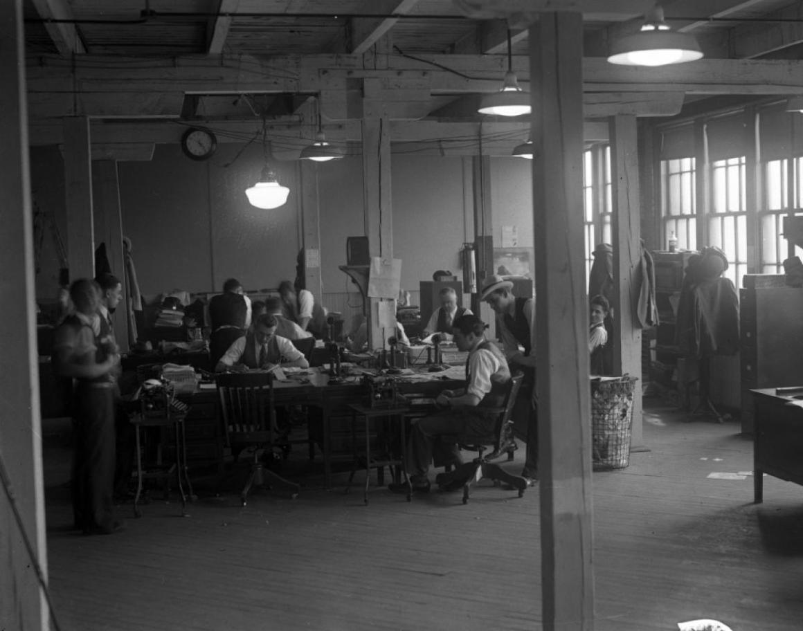 The New York Daily News editorial department, 1920s. 